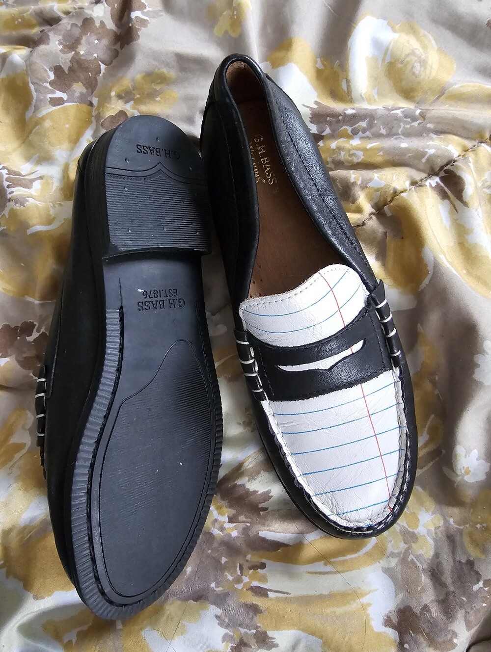 G.H. BASS Black and White Weejuns Loafers